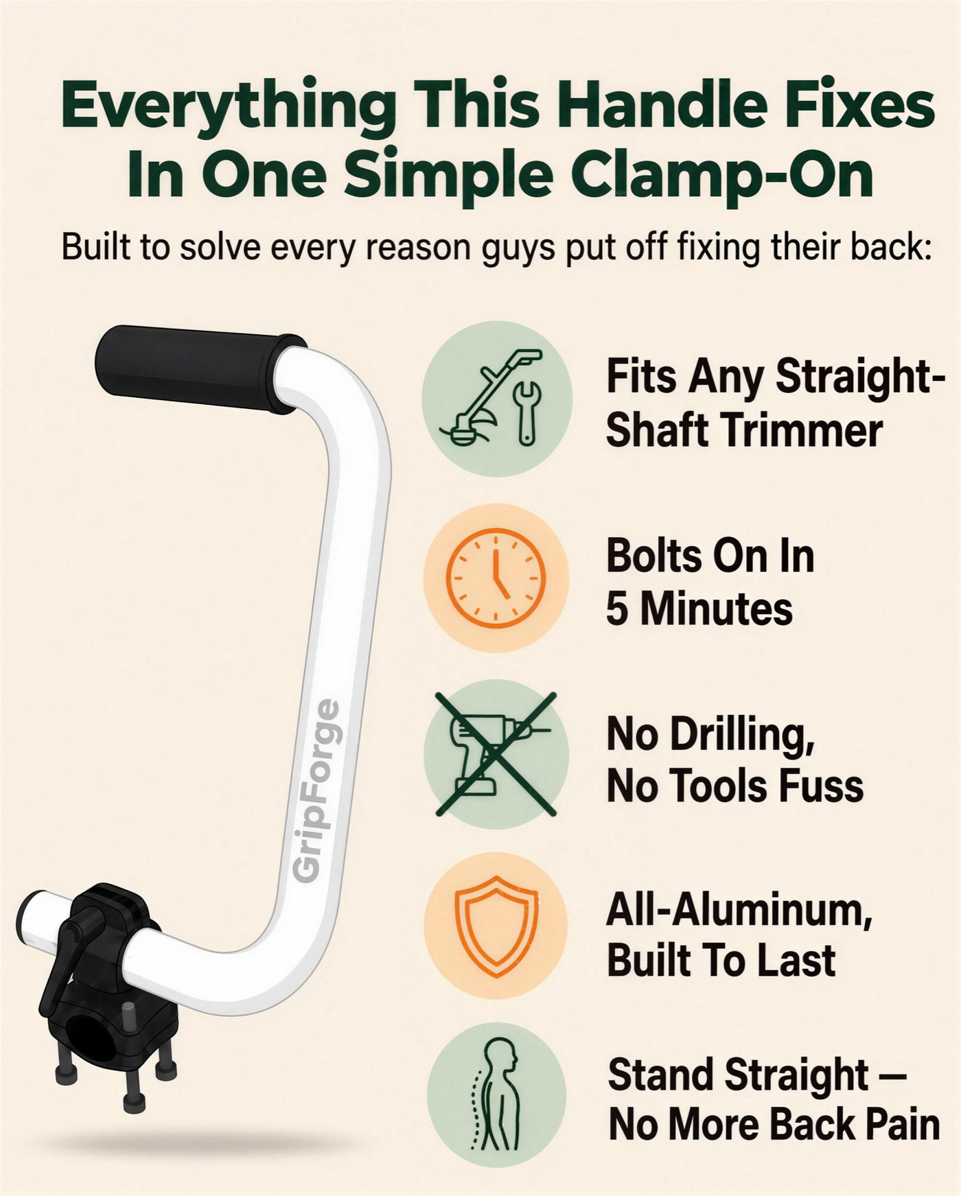 Universal four-bolt clamp on a trimmer shaft